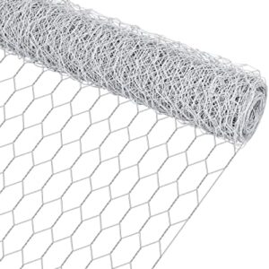 Garden Poultry White Chicken Wire - 13.7 '' × 236 '' Chicken Wire for Crafts, Garden Fence Animal Barrier, 1 inch Mesh Poultry Netting Fence, Pet/Rabbit/Chicken Wire Fencing