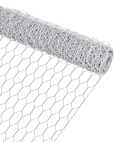 Garden Poultry White Chicken Wire - 13.7 '' × 236 '' Chicken Wire for Crafts, Garden Fence Animal Barrier, 1 inch Mesh Poultry Netting Fence, Pet/Rabbit/Chicken Wire Fencing