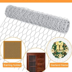 Garden Poultry White Chicken Wire - 13.7 '' × 236 '' Chicken Wire for Crafts, Garden Fence Animal Barrier, 1 inch Mesh Poultry Netting Fence, Pet/Rabbit/Chicken Wire Fencing