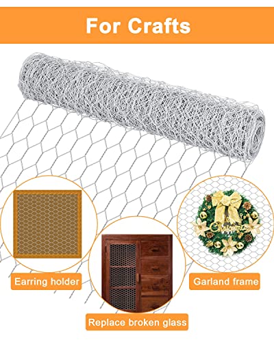 Garden Poultry White Chicken Wire - 13.7 '' × 236 '' Chicken Wire for Crafts, Garden Fence Animal Barrier, 1 inch Mesh Poultry Netting Fence, Pet/Rabbit/Chicken Wire Fencing