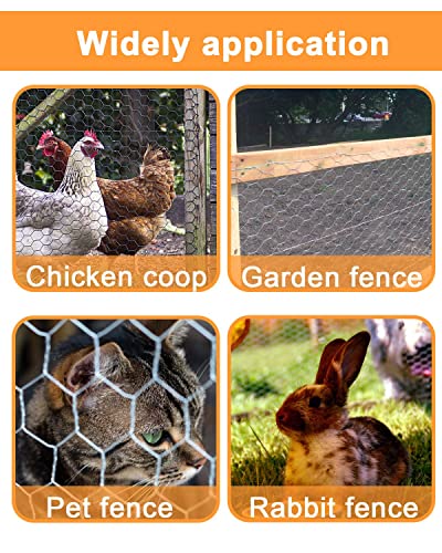 Garden Poultry White Chicken Wire - 13.7 '' × 236 '' Chicken Wire for Crafts, Garden Fence Animal Barrier, 1 inch Mesh Poultry Netting Fence, Pet/Rabbit/Chicken Wire Fencing