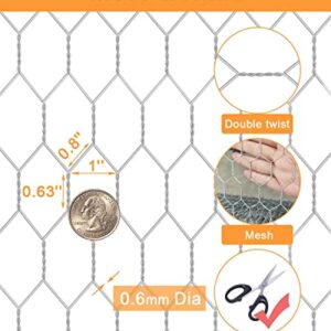 Garden Poultry White Chicken Wire - 13.7 '' × 236 '' Chicken Wire for Crafts, Garden Fence Animal Barrier, 1 inch Mesh Poultry Netting Fence, Pet/Rabbit/Chicken Wire Fencing