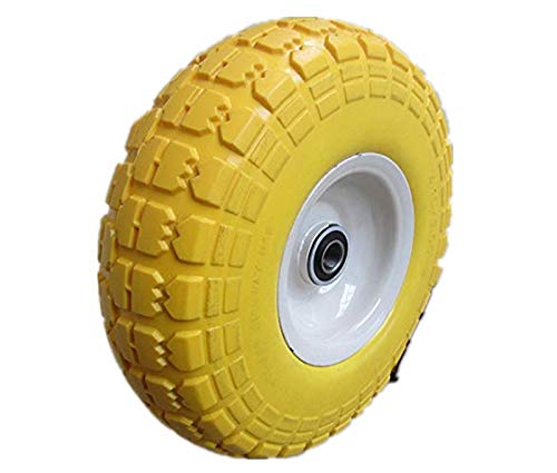 Kunhua 11-pu-y-dh-16p 4.10/3.50-4" Flat Free Hand Truck/Utility Tire, 2.25" Offset Hub, 5/8" Ball Bearings, 10" Tire Diameter,knobby Tread