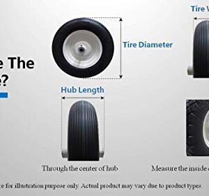 Kunhua 11-pu-y-dh-16p 4.10/3.50-4" Flat Free Hand Truck/Utility Tire, 2.25" Offset Hub, 5/8" Ball Bearings, 10" Tire Diameter,knobby Tread