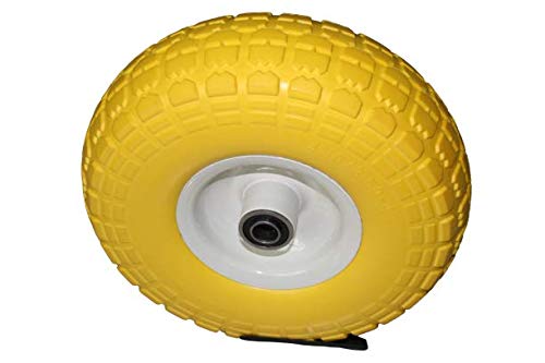 Kunhua 11-pu-y-dh-16p 4.10/3.50-4" Flat Free Hand Truck/Utility Tire, 2.25" Offset Hub, 5/8" Ball Bearings, 10" Tire Diameter,knobby Tread