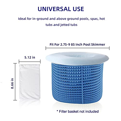 10 PCS Pool Skimmer Filter Socks, Fine Mesh Scum Pool Filter Socks Nets Reusable Pool Spas Filter Protector Savers for Filters, Baskets and Skimmers