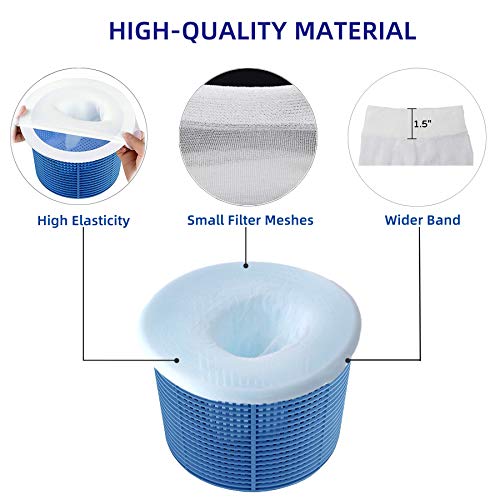 10 PCS Pool Skimmer Filter Socks, Fine Mesh Scum Pool Filter Socks Nets Reusable Pool Spas Filter Protector Savers for Filters, Baskets and Skimmers