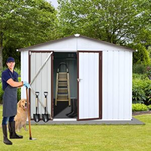Morhome Sheds & Outdoor Storage,6x8 FT Outdoor Storage Shed,Tool Garden Metal Sheds with Lockable Door,Outside Waterproof Storage House for Backyard Garden, Patio, Lawn