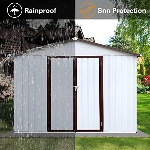 Morhome Sheds & Outdoor Storage,6x8 FT Outdoor Storage Shed,Tool Garden Metal Sheds with Lockable Door,Outside Waterproof Storage House for Backyard Garden, Patio, Lawn