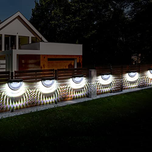 12 Pcs Solar Fence Lights Wall Mount Decorative Deck Lighting Solar Deck Lights Solar Lights Outdoor Waterproof LED Outdoor Lights for Garden Fence Yard Patio Garage