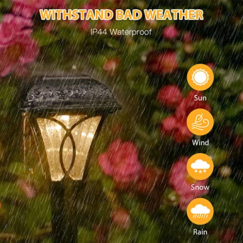 Dikeworf Solar Pathway Lights, 12 Pack Auto ON/Off Solar Garden Lights Outdoor IP44 Waterproof Solar Path Lights Landscape Decoration for Walkway Yard Lawn Patio(Warm White)