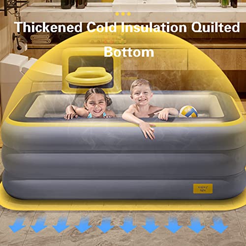 Paddling Pools for Kids, 3 Ring Baby Inflatable Swimming Tub for Family Toddlers Children Garden, with Electric Air Pump (Color : Gray, Size : 1.3m)