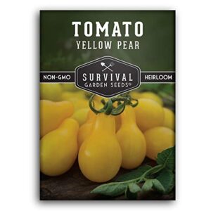 survival garden seeds – yellow pear tomato seed for planting – packet with instructions to plant and grow golden tomatoes in your home vegetable garden – non-gmo heirloom variety