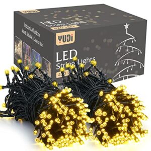 2 Pack Extra-Long Solar Outdoor String Lights Waterproof Each 75ft 210 Led Solar String Lights,Green Wire with 10 Lighting Modes Xmas Tree Lights for Party Garden Yard Patio Fence