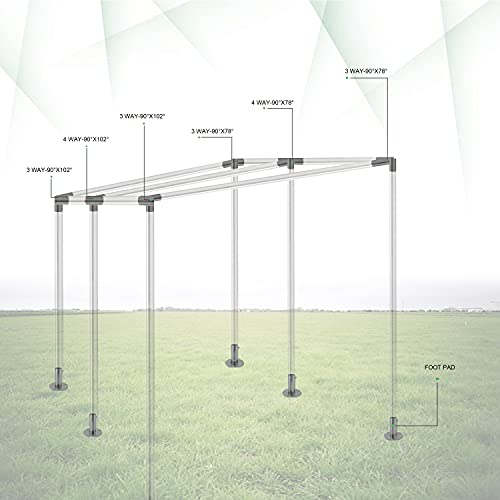 Simond Store Canopy Fittings KIT for 10’X 30’ Frame Slant Roof, Low Peak Connectors for Boat Shelter Carport Frame Outdoor Canopies Garden Shade Party Tents Garage Batting Cage