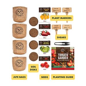 Indoor Vegetable Garden Starter Kit with Tomato Seeds for Planting - Tomato Garden Grow Kit, Non GMO Heirloom Seeds, Wood Gift Box, Soil, Pots, Plant Markers, DIY Home Gardening Gifts for Plant Lovers