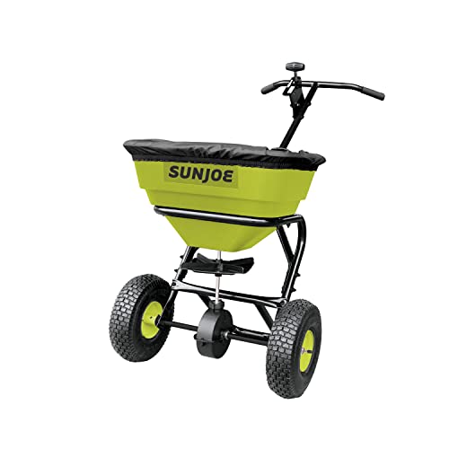 Sun Joe SJ-WBS70 Multi-Purpose Walk-Behind Spreader, 70 Lb. Capacity, Spreads Ice Melt, Grass Seed, Weed Killer, and More, Green