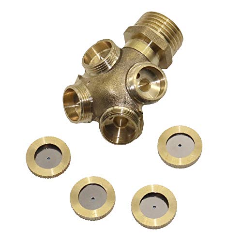 TRENTSNOOK Irrigation dripper 5 Pcs 1/2 Inch Mist Water Sprayer 4 Head Horticultural Atomization Nozzle Garden Spray Cooling Mist Brass Garden Tools