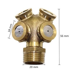 TRENTSNOOK Irrigation dripper 5 Pcs 1/2 Inch Mist Water Sprayer 4 Head Horticultural Atomization Nozzle Garden Spray Cooling Mist Brass Garden Tools