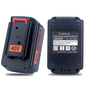 lasica 2pack 40v max batteries lbx2040 replacement for black and decker lawn mower 40v battery compatible with black & decker 36v and 40v max cordless tools lcs1240b lswv36 lst136b lht341ff lgc120am
