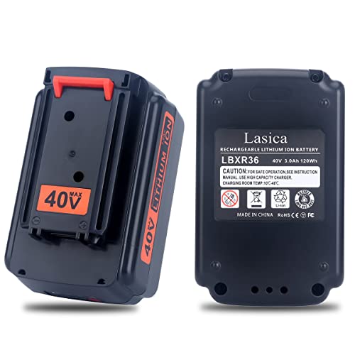 Lasica 2Pack 40V MAX Batteries LBX2040 Replacement for Black and Decker Lawn Mower 40V Battery Compatible with Black & Decker 36V and 40V MAX Cordless Tools LCS1240B LSWV36 LST136B LHT341FF LGC120AM