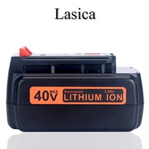 Lasica 2Pack 40V MAX Batteries LBX2040 Replacement for Black and Decker Lawn Mower 40V Battery Compatible with Black & Decker 36V and 40V MAX Cordless Tools LCS1240B LSWV36 LST136B LHT341FF LGC120AM