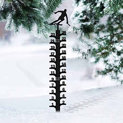 Flroha Snow Gauge Outdoor | 24'' Snow Measuring Stick Outdoor | Creative Metal Snow Measuring Device | Winter Snow Gauge Christmas Garden Decoration Gifts for Friends