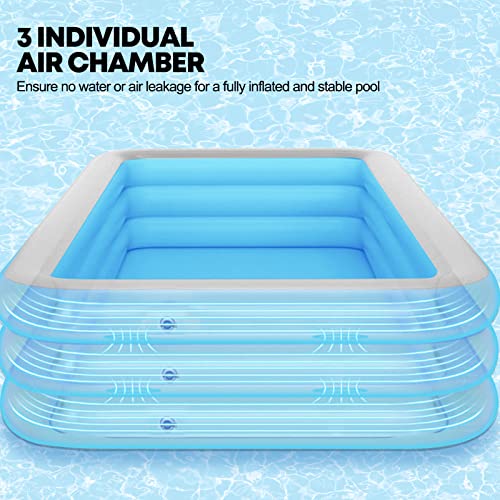 Paddling Pool, Inflatable Pool, Large Family Pool, Rectangular Paddling Pool for The Garden and Outdoor Use