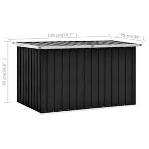 Queen.Y 239 Gallon Garden Deck Box, Galvanized Steel Storage Box for Oudoor, Organization and Storage Box for Patio Furniture, Pool Accessories, Toys, Tools, Black