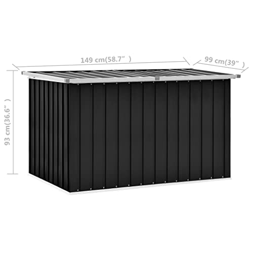 Queen.Y 239 Gallon Garden Deck Box, Galvanized Steel Storage Box for Oudoor, Organization and Storage Box for Patio Furniture, Pool Accessories, Toys, Tools, Black