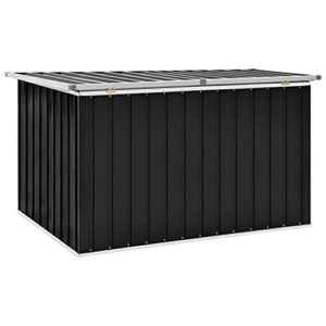 Queen.Y 239 Gallon Garden Deck Box, Galvanized Steel Storage Box for Oudoor, Organization and Storage Box for Patio Furniture, Pool Accessories, Toys, Tools, Black