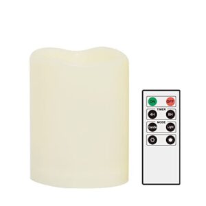 battery operated outdoor indoor flameless candle electric waterproof flickering led pillar candle with remote timer for christmas halloween wedding home garden party decorations table centerpiece