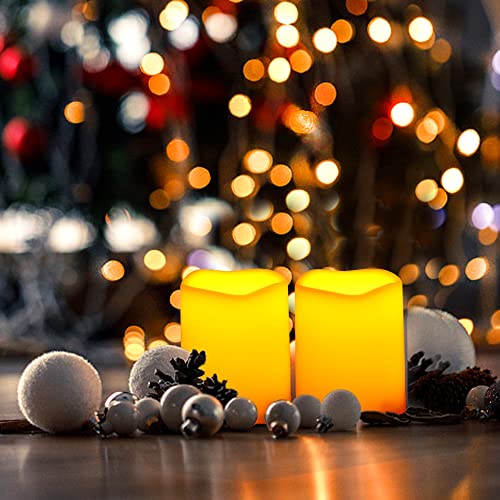 Battery Operated Outdoor Indoor Flameless Candle Electric Waterproof Flickering LED Pillar Candle with Remote Timer for Christmas Halloween Wedding Home Garden Party Decorations Table Centerpiece