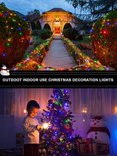 2 Pack Each 32.8ft 120 LED Battery Operated Christmas Tree Lights Indoor Outdoor Cluster String Lights with Timer 8 Modes Dark Green Wire Fairy Light for Xmas Bedroom Garden Decorations (Multicolor)