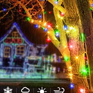 2 Pack Each 32.8ft 120 LED Battery Operated Christmas Tree Lights Indoor Outdoor Cluster String Lights with Timer 8 Modes Dark Green Wire Fairy Light for Xmas Bedroom Garden Decorations (Multicolor)