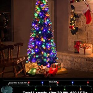 2 Pack Each 32.8ft 120 LED Battery Operated Christmas Tree Lights Indoor Outdoor Cluster String Lights with Timer 8 Modes Dark Green Wire Fairy Light for Xmas Bedroom Garden Decorations (Multicolor)