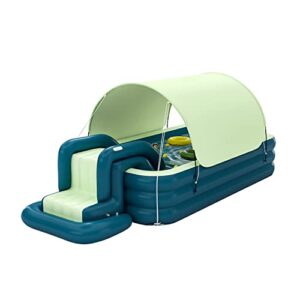 yuewo inflatable swimming pool with canopy above ground portable pool for baby, kids, adults blow up pool for family garden backyard (green,3m/3layers)