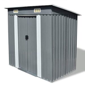 festnight garden shed metal storage shed galvanized steel double sliding doors outdoor tood storage shed patio lawn care equipment pool supplies organizer gray 74.8 x 48.8 x 71.3 inches (w x d x h)
