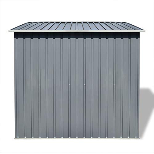Festnight Garden Shed Metal Storage Shed Galvanized Steel Double Sliding Doors Outdoor Tood Storage Shed Patio Lawn Care Equipment Pool Supplies Organizer Gray 74.8 x 48.8 x 71.3 Inches (W x D x H)
