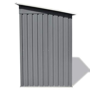 Festnight Garden Shed Metal Storage Shed Galvanized Steel Double Sliding Doors Outdoor Tood Storage Shed Patio Lawn Care Equipment Pool Supplies Organizer Gray 74.8 x 48.8 x 71.3 Inches (W x D x H)