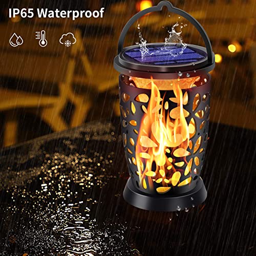 Ollivage Upgrade Hanging Solar Lanterns Outdoor Flickering Flame Solar Torches Lights Waterproof Landscape Lighting Solar Powered LED Flame Umbrella Lights for Garden Patio Yard Pathway Deck, 4P