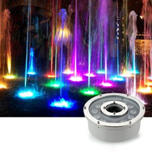 LED Ring Fountain Light, Submersible Underwater Landscape Spotlight Middle Hole 12V/24V IP68 for Garden Fountain Pool (Color : Cold White, Size : 6W(12V))