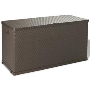deck box, large storage space for cushions, pool accessories, pillows, garden storage box lights ideal for garden, patio, balcony, storage box in patio storage box brown 47.2″x22″x24.8″