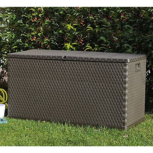 Deck Box, Large Storage Space for Cushions, Pool Accessories, Pillows, Garden Storage Box Lights Ideal for Garden, Patio, Balcony, Storage Box in Patio Storage Box Brown 47.2"x22"x24.8"