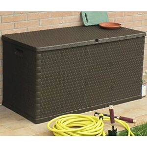 Deck Box, Large Storage Space for Cushions, Pool Accessories, Pillows, Garden Storage Box Lights Ideal for Garden, Patio, Balcony, Storage Box in Patio Storage Box Brown 47.2"x22"x24.8"