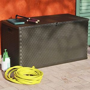 Deck Box, Large Storage Space for Cushions, Pool Accessories, Pillows, Garden Storage Box Lights Ideal for Garden, Patio, Balcony, Storage Box in Patio Storage Box Brown 47.2"x22"x24.8"