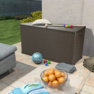Deck Box, Large Storage Space for Cushions, Pool Accessories, Pillows, Garden Storage Box Lights Ideal for Garden, Patio, Balcony, Storage Box in Patio Storage Box Brown 47.2"x22"x24.8"