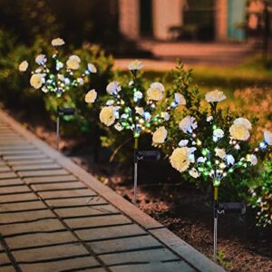 Solar Flower Lights Outdoor, 2 Pack Carnation Solar Garden Lights 49-LED, Waterproof Landscape Stake Lights, Used for Garden Courtyard Path Wedding Christmas and Mother's Day Decoration (White)