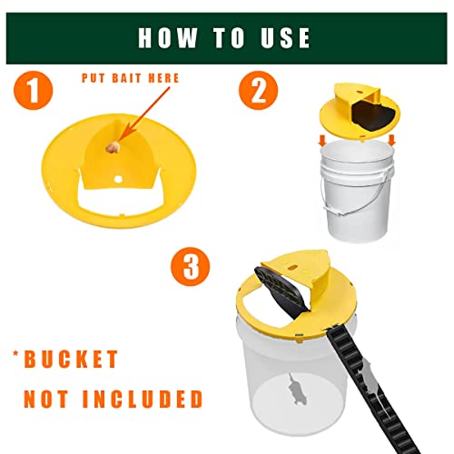 Bucket Lid Mouse Trap (2-Pack) - Flip Slide Rat Trap 5-Gallon Bucket Lid - Auto Reset No See Kill Multi Catch Humane Mice Traps for Garage / Patio / Indoor / Outdoor