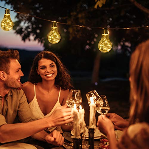 Solar Powered String Lights - Decorative Indoor and Outdoor Solar Power Fairy LED Light String - Bright Waterproof Outside Christmas Lights for Garden, Patio, Porch, Backyard, Bistro